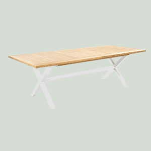 Wakai dining tafel 236x100cm wit aluminium/teak