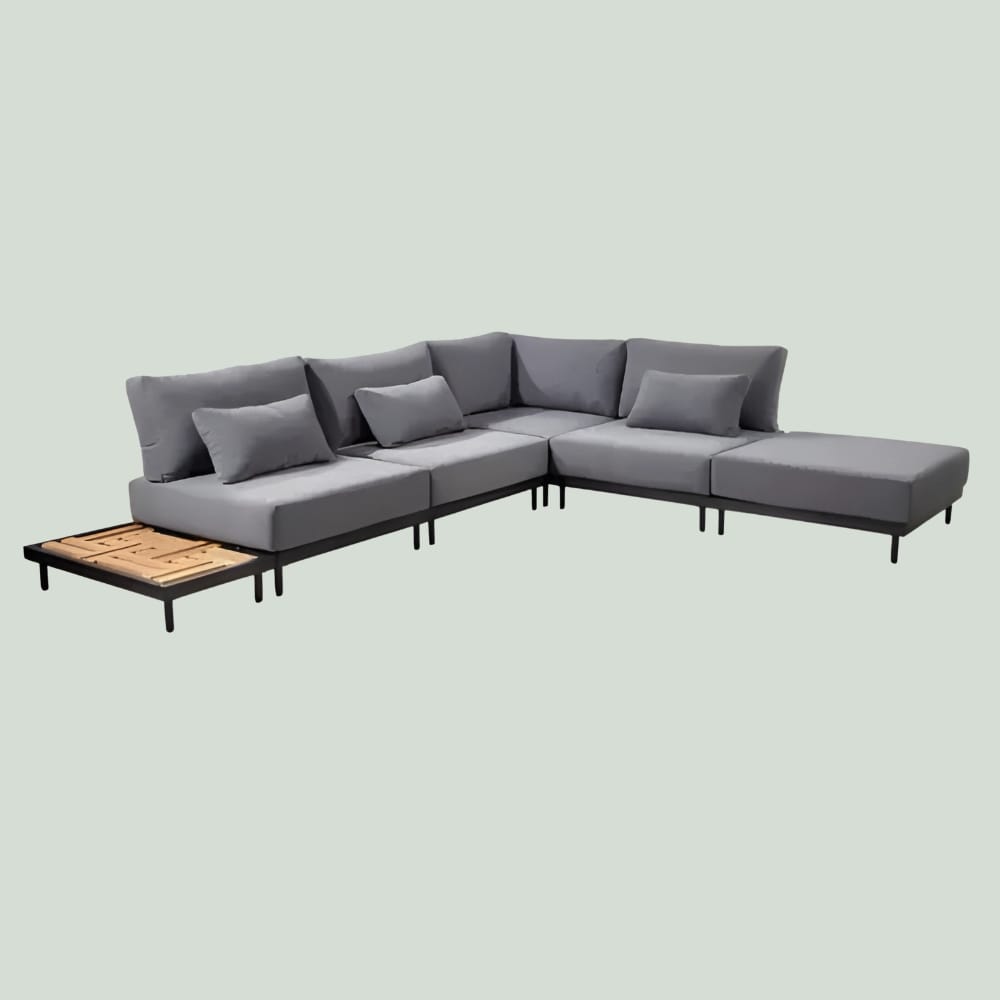 YOI Natsu loungeset compleet + coffee table + side table aluminium - black/rope grey