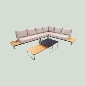 YOI Taiyo lounge corner set zwart - zwarte kussens