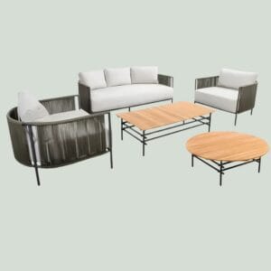 YOI Umi loungeset compleet + Ki coffee table + Ki side table aluminium - dark grey/rope green