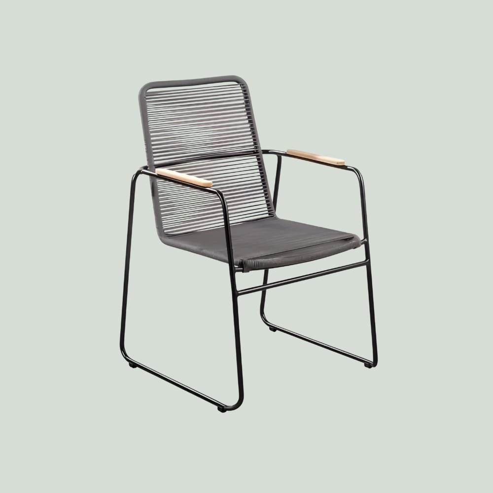 YOI Wasabi stapelbare dining stoel zwart/grijs incl. kussen