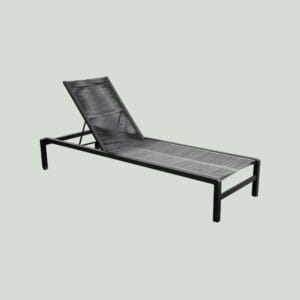 YOI Ishi lounger aluminium stackable - black/rope dark grey