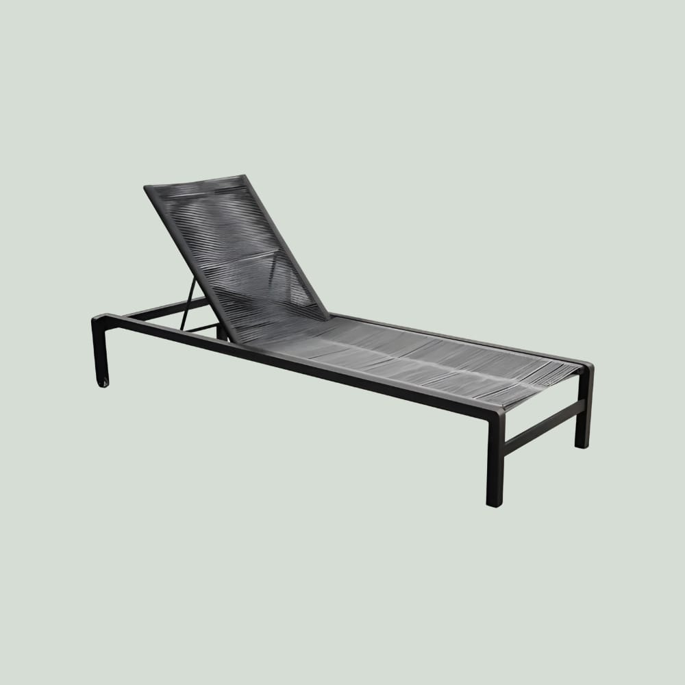 YOI Ishi lounger aluminium stackable - black/rope dark grey