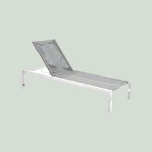 YOI Ishi lounger aluminium stackable - white/rope light grey