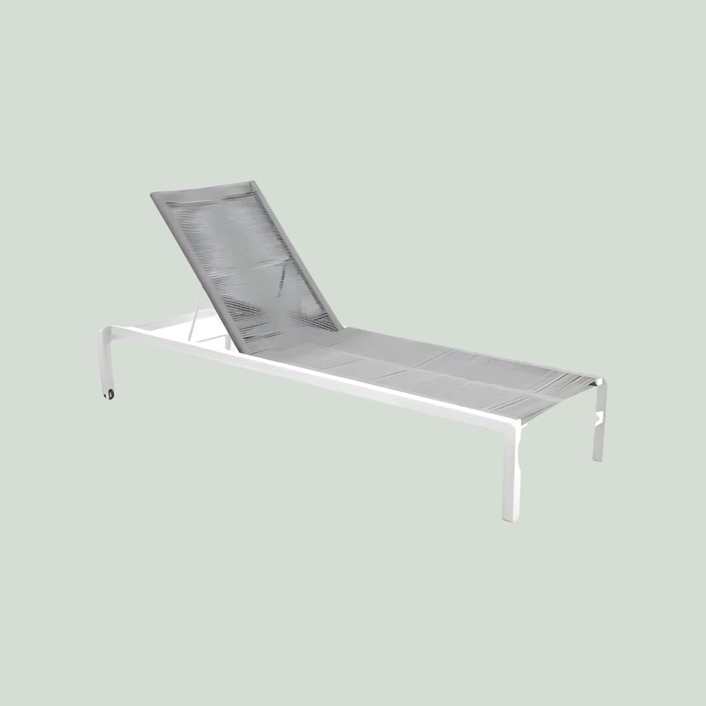 YOI Ishi lounger aluminium stackable - white/rope light grey